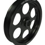 KRC, Power Steering Pump Pulley, Serpentine, 6-Rib, Press-On, 6 in Diameter, Aluminium, Black Anodized, Saginaw, Each