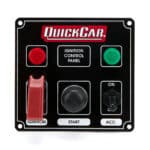 QuickCar Switch Panel, Dash Mount, 4.625 x 4.375 in, 1 Safety Cover Toggle / 1 Toggle / 1 Momentary Button, Indicator Lights, Black