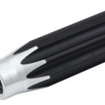 Quick Car Suspension Tube, Scalloped, 15 in Long, 3/4-16 in Female Thread, Aluminum, Black Anodized / Natural