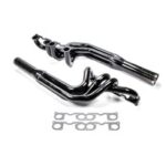 Schoenfeld, Headers, All Pro, Sprint, 1.875 to 2 in Primary, 3.5 in Collector, Steel, Black Paint, Small Block Chevy, Pair