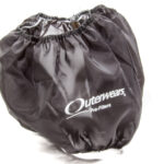 Outerwears Air Filter Wrap, Pre Filter, Round, 15 in Diameter, 5 in Tall, Top, Outerwears Logo, Polyester, Black