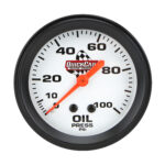 QuickCar Oil Pressure Gauge, 0-100 psi, Mechanical, Analog, Full Sweep, 2-5/8 in Diameter, Silver Face