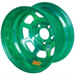 Aero Wheel, IMCA, Series 52, Steel, Chrome Green, 15 in. x 8 in., 5 x 4.50 in. Bolt Circle, 4 in. Backspace