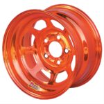 Aero Wheel, IMCA, Series 52, Steel, Chrome Orange, 15 in. x 8 in., 5 x 4.50 in. Bolt Circle, 4 in. Backspace
