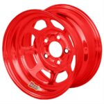 Aero Wheel, IMCA, Series 52, Steel, Chrome Red, 15 in. x 8 in., 5 x 4.50 in. Bolt Circle, 4 in. Backspace