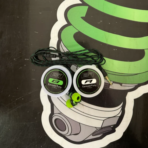 BRATT Mouldable Earphone Kit (Putty PLUS Earphones) Green & Black