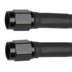 Brake Line AN Hose Assembly, 15 in Long, 3 AN Hose, 3 AN Straight Female to 3 AN Straight Female, Braided Stainless, Black Vinyl Coated, PTFE Lined, Each