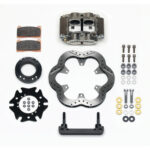 Wilwood, Speedcar, Midget, Brake System, Billet Narrow Dynalite, Rear, 10.5 in Drilled / Slotted / Scalloped Steel Rotor, 3.5 in x 38 Spline Car Hat, Aluminum, Gray Anodized, Kit