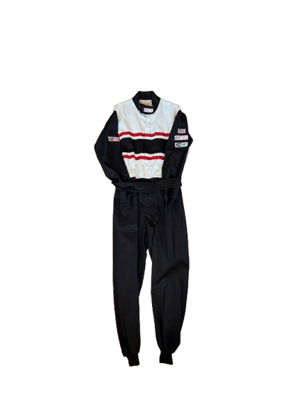 RJS White Red Striped Race Suit Single Layer Large