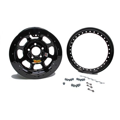 Aero, Wheel, 53-Series, 15 x 8 in, 4.000 in Backspace, 5 x 4.50 in Bolt Pattern, Beadlock, Steel, Black Powder Coat, Each