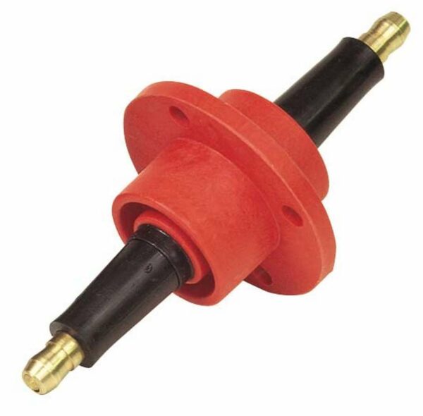 MSD Coil Feed Through, Firewall Feed Through, HEI Style Terminal, Brass Terminals, Nylon / Rynite, Black / Red