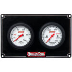 Quickcar, Gauge Panel Assembly, Extreme, Oil Pressure / Water Temperature, 2-5/8 in Diameter, White Face, Warning Light, Kit