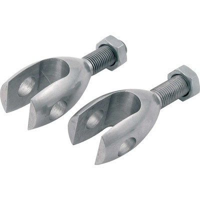 Allstar Rod End, Clevis, 3/8 in Bore, 3/8-24 in Right Hand Male Thread, 1/2 in Slot, Jam Nuts, Aluminum, Natural, Bert Transmissions, Pair