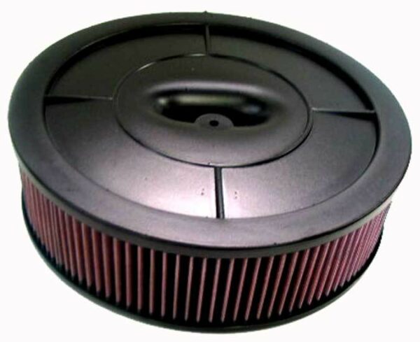 K AND N ENGINEERING, Air Cleaner Assembly, Flow Control, 14 in Round, 3.75 in Tall, 5-1/8 in Carb Flange, Dropped Base, Plastic, Black