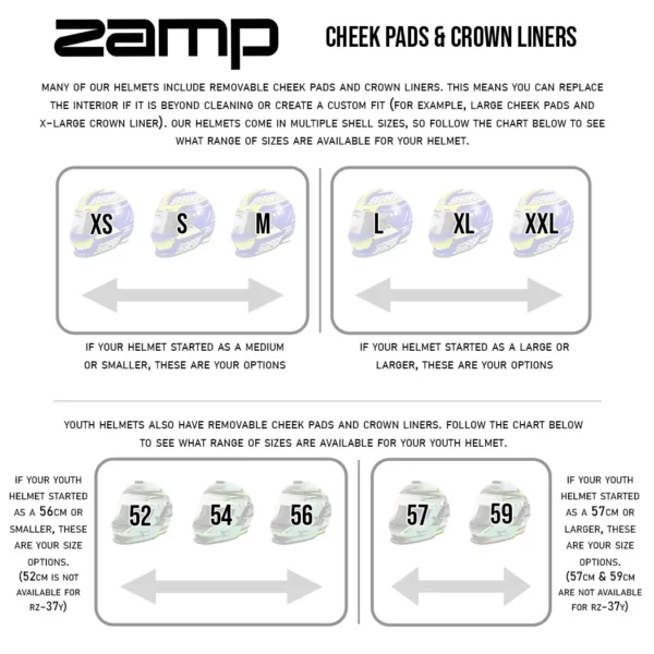 Zamp RZ-65D, RZ-64C, & RZ-45D Cheek Pads Medium - Image 2