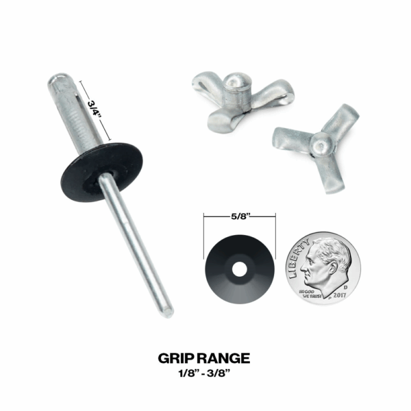 Pop 3/16" Exploding Rivets, Large Head (5/8"), Black, 250pk