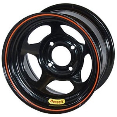 Bassett Wheel, Inertia Advantage, 13 x 8 in, 4.000 in Backspace, 4 x 4.25 in Bolt Pattern, Steel, Black Powder Coat, Each
