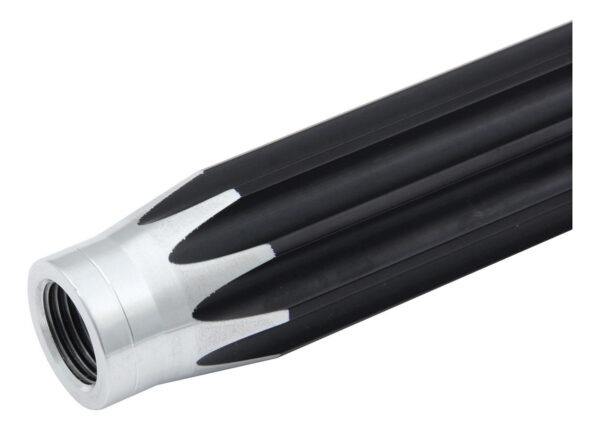 QRP Suspension Tube, Scalloped, 11 in Long, 5/16-24 in Female Thread, Aluminum, Black Anodized / Natural