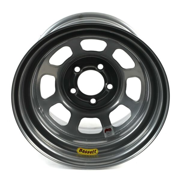 Bassett Wheel, Steel, Gloss Silver, 15 in. x 8.0 in., 5 x 4.75 in. Bolt Circle, 3.00 in. Backspace