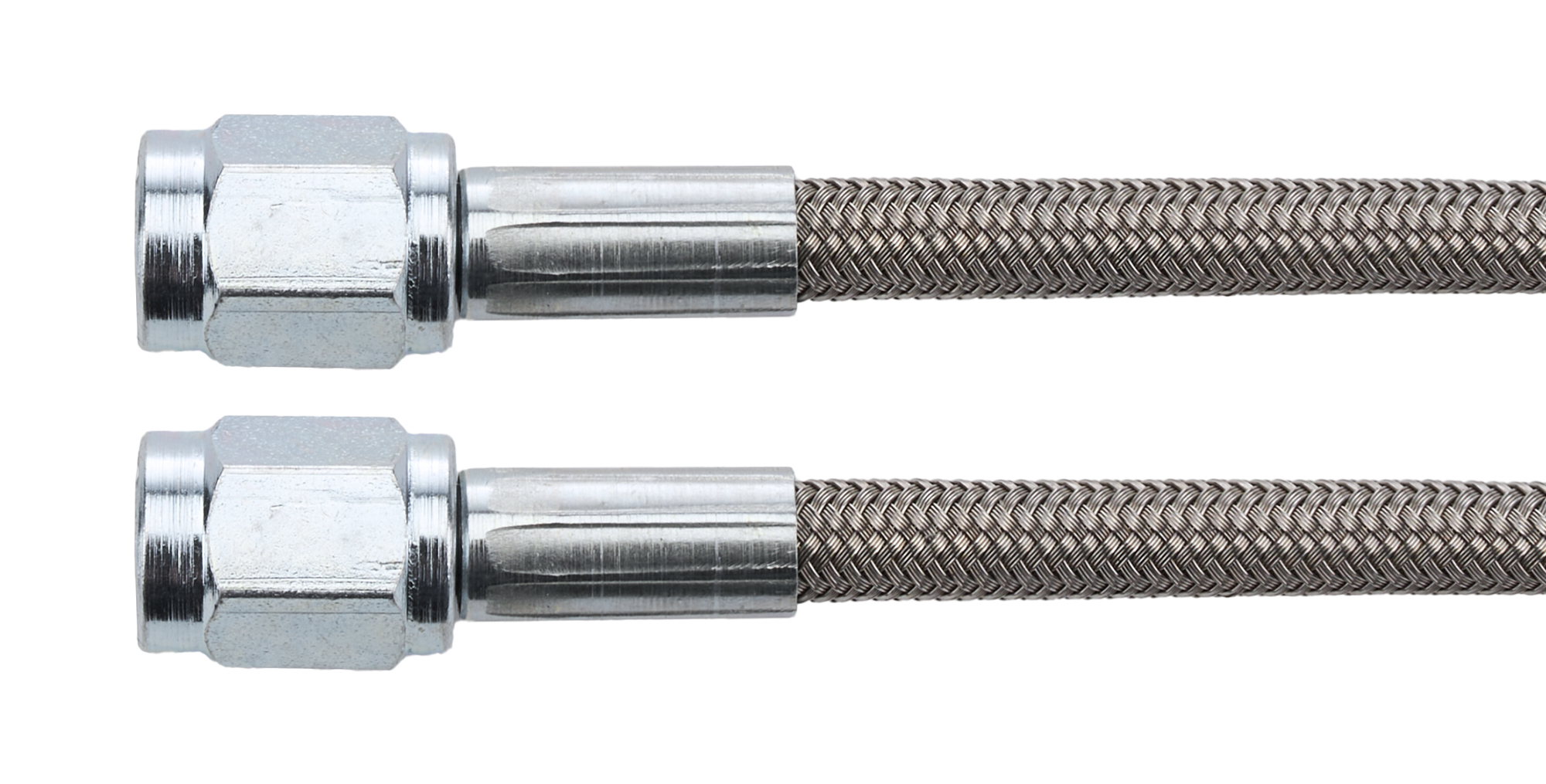 Allstar AN Hose Assembly, 16 in Long, 3 AN Hose, 3 AN Straight Female to 3 AN Straight Female, Braided Stainless, PTFE Lined, Each